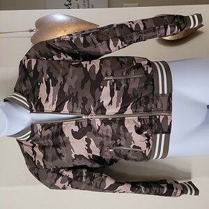 Rue 21 camouflage bomber varsity jacket green brown beige size S